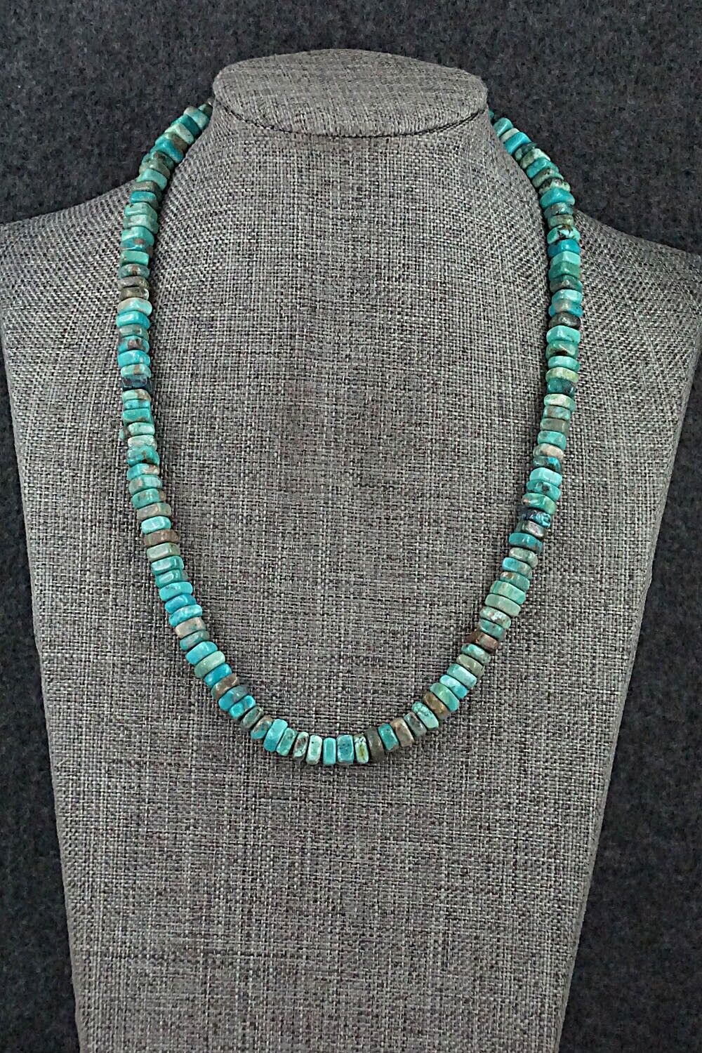 Turquoise & Sterling Silver Necklace 18" - Doreen Jake