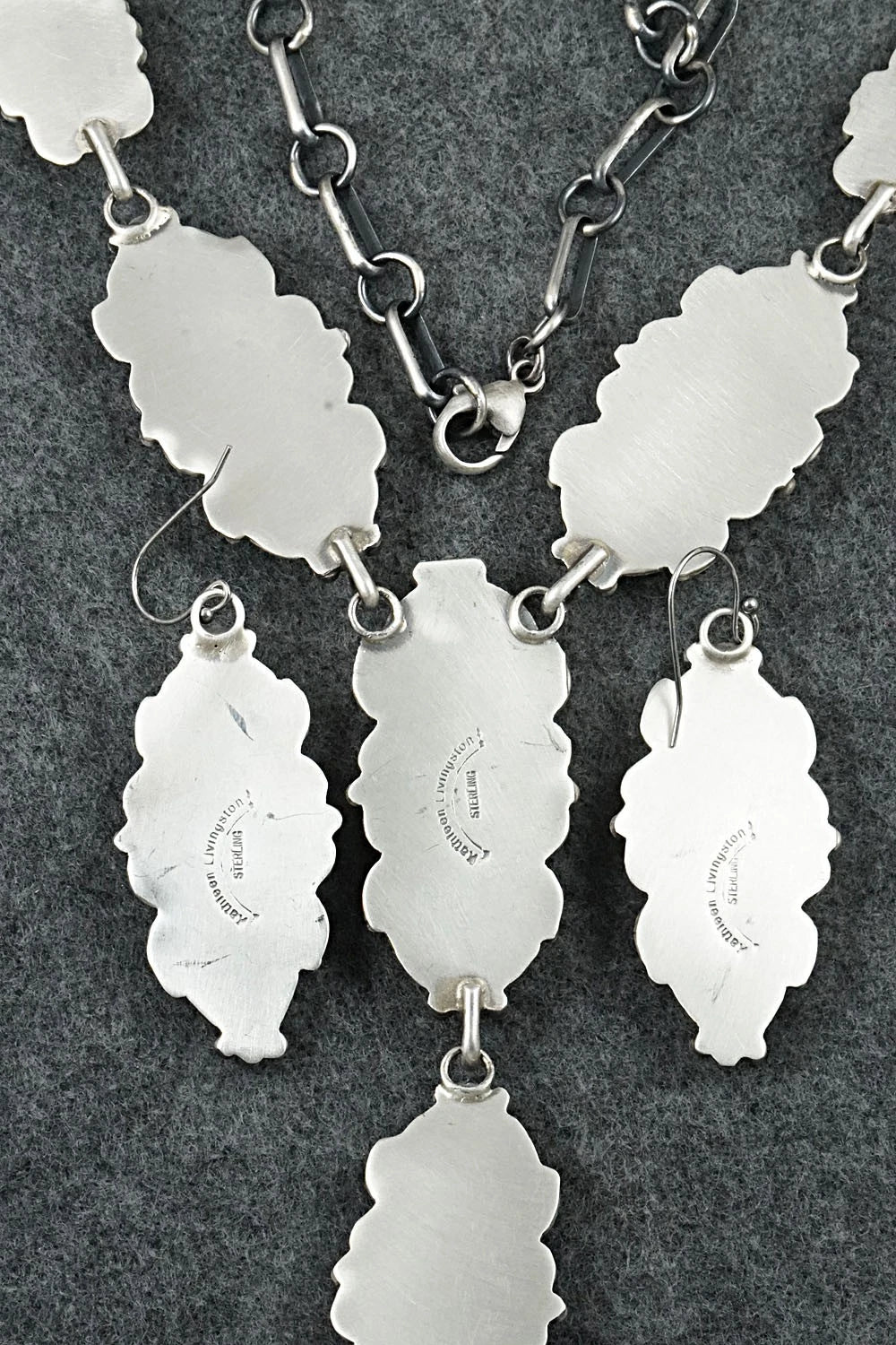 Turquoise & Sterling Silver Necklace and Earrings Set - Kathleen Livingston