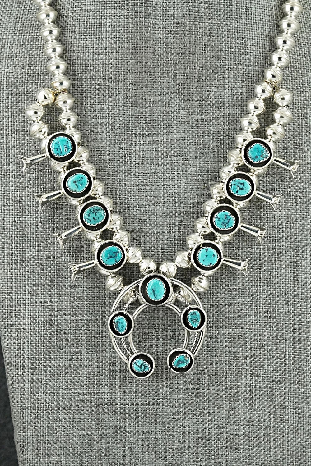 Turquoise & Sterling Silver Squash Blossom Set - Phil Garcia
