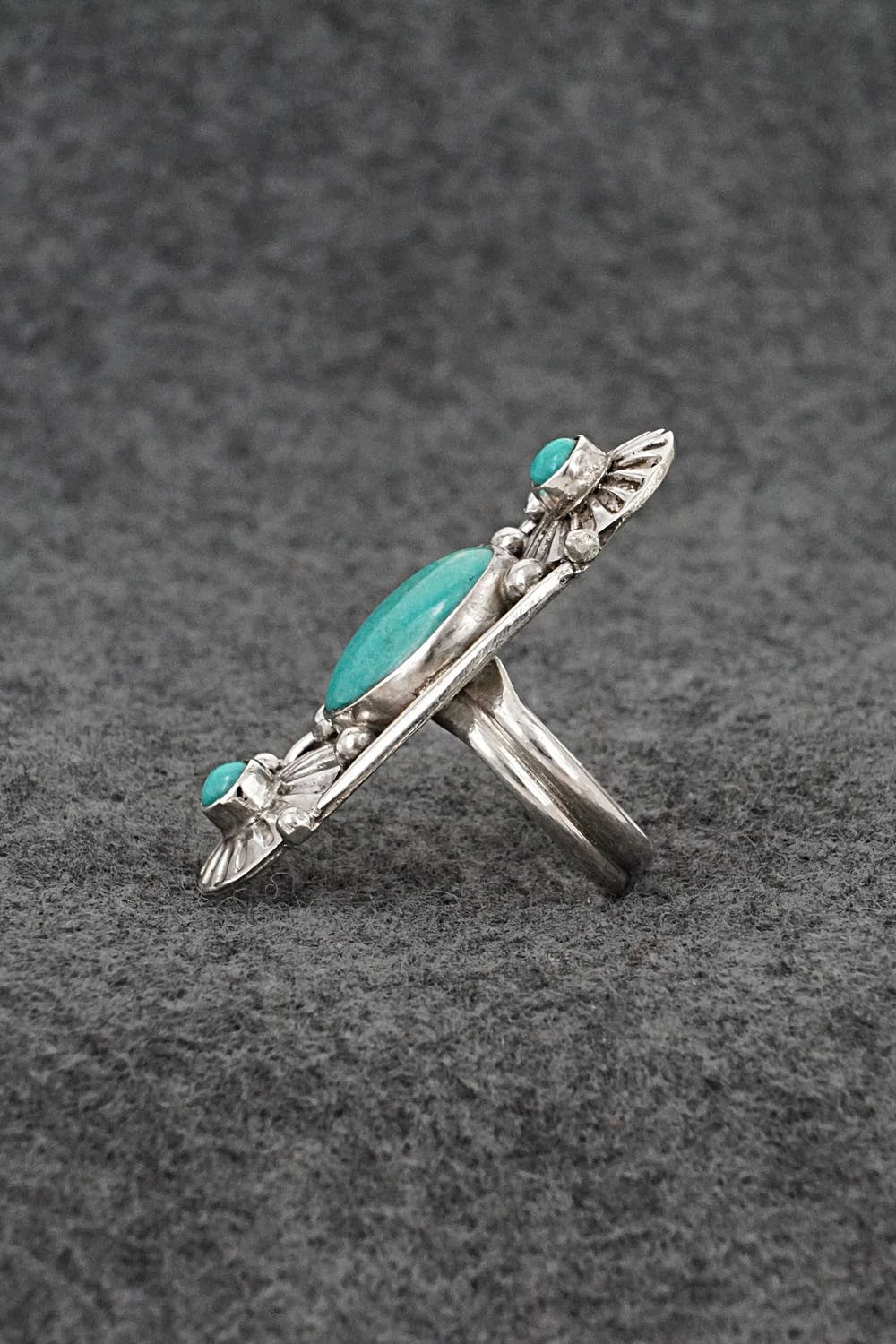 Turquoise & Sterling Silver Ring - Priscilla Reeder - Size 7.5