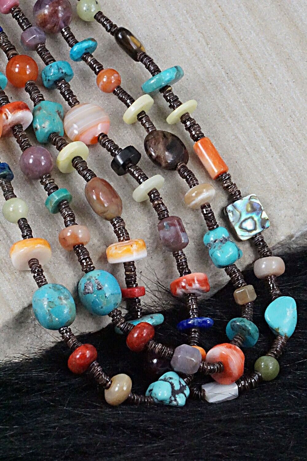 Multi-Stone and Sterling Silver Necklace - Helen Tsosie