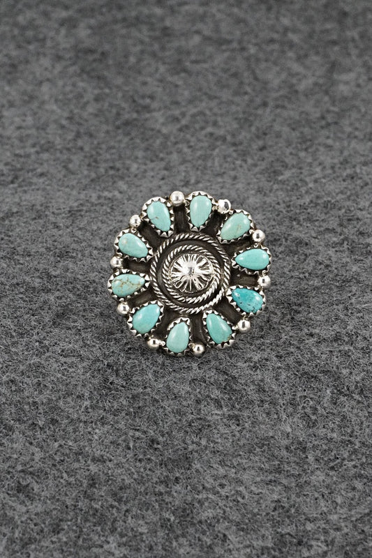 Turquoise & Sterling Silver Ring - Priscilla Reeder - Size 8