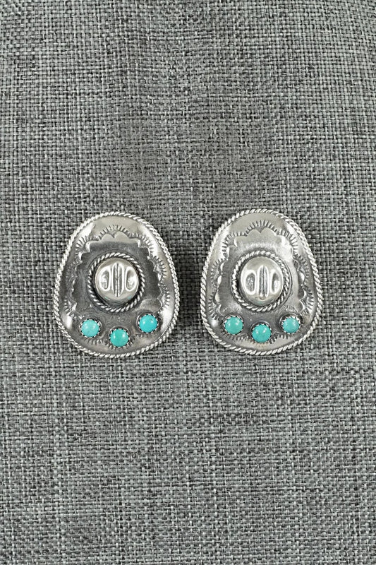 Turquoise & Sterling Silver Earrings - Bobby Platero