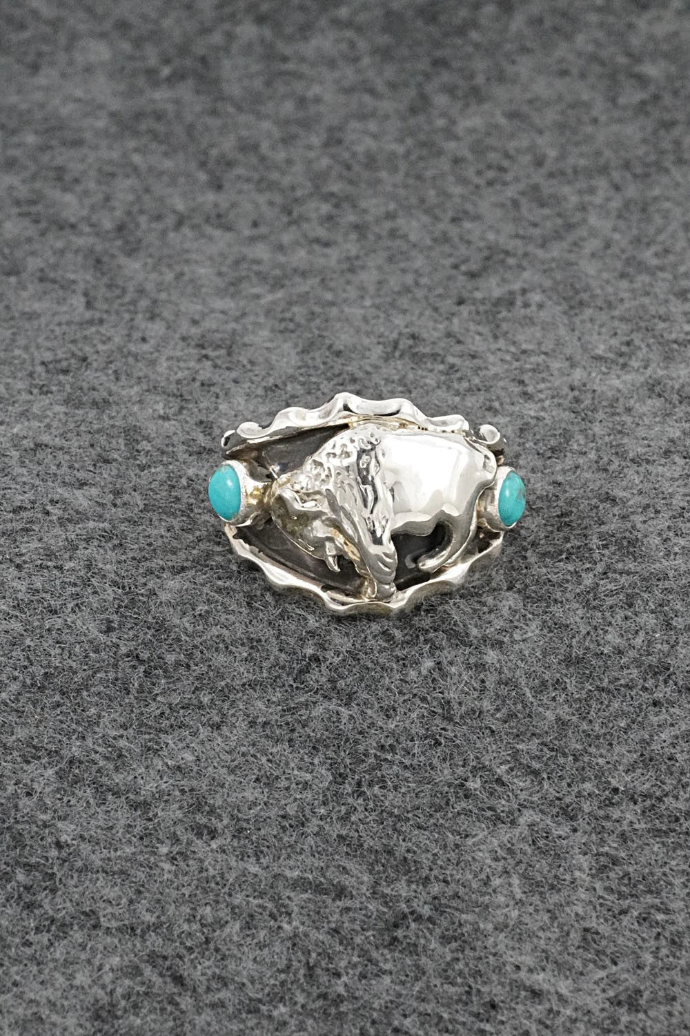 Turquoise & Sterling Silver Ring - Genevieve Francisco - Size 13