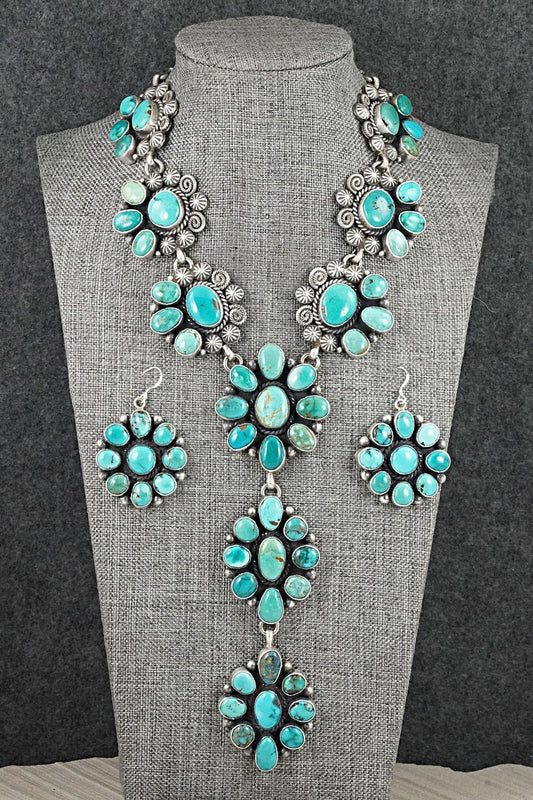 Turquoise & Sterling Silver Necklace and Earrings Set - Rosita Calladitto