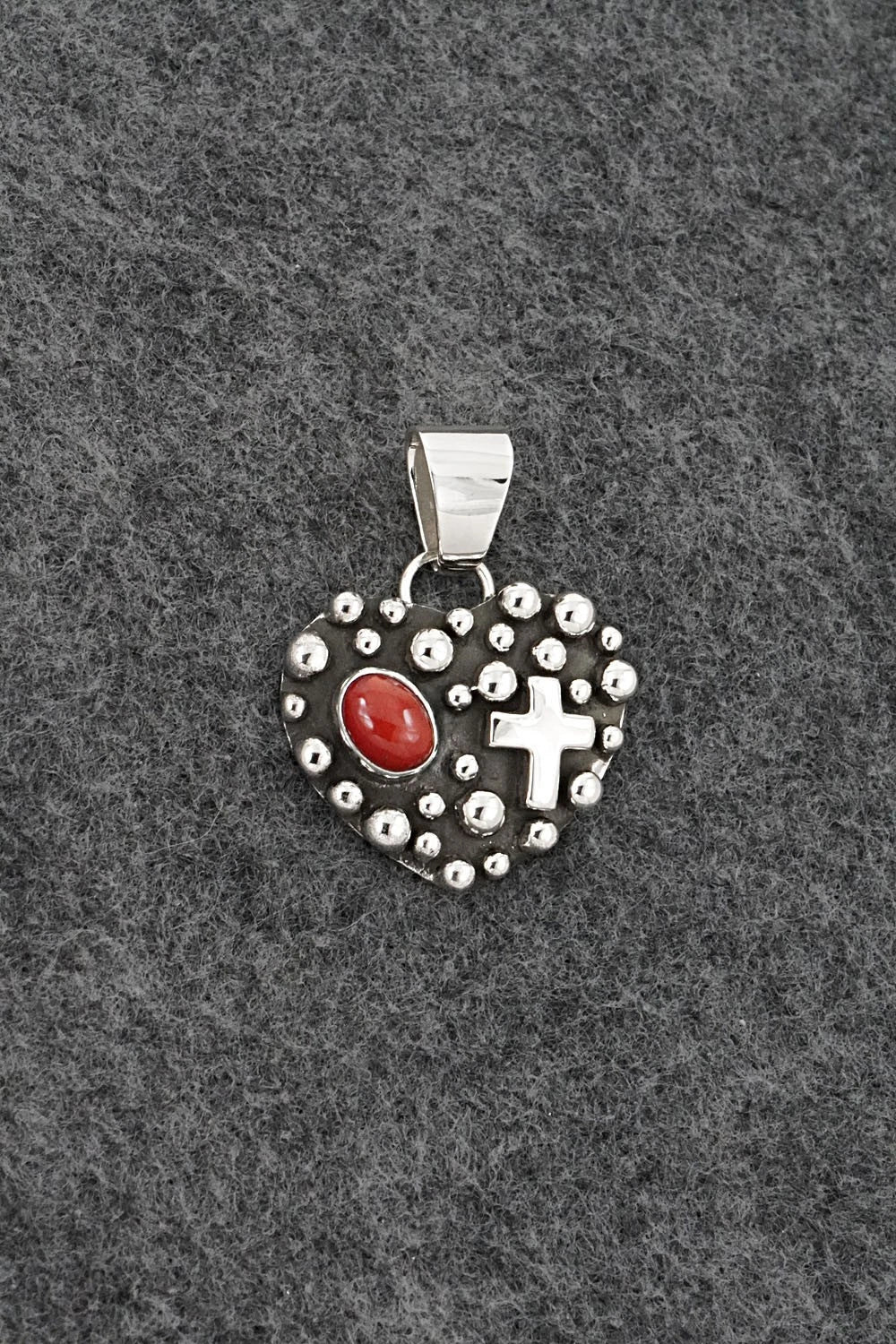 Coral & Sterling Silver Pendant - Raymond Coriz