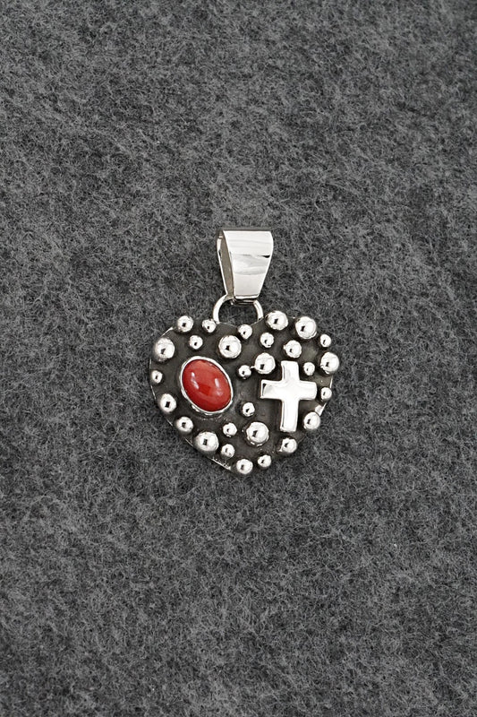 Coral & Sterling Silver Pendant - Raymond Coriz