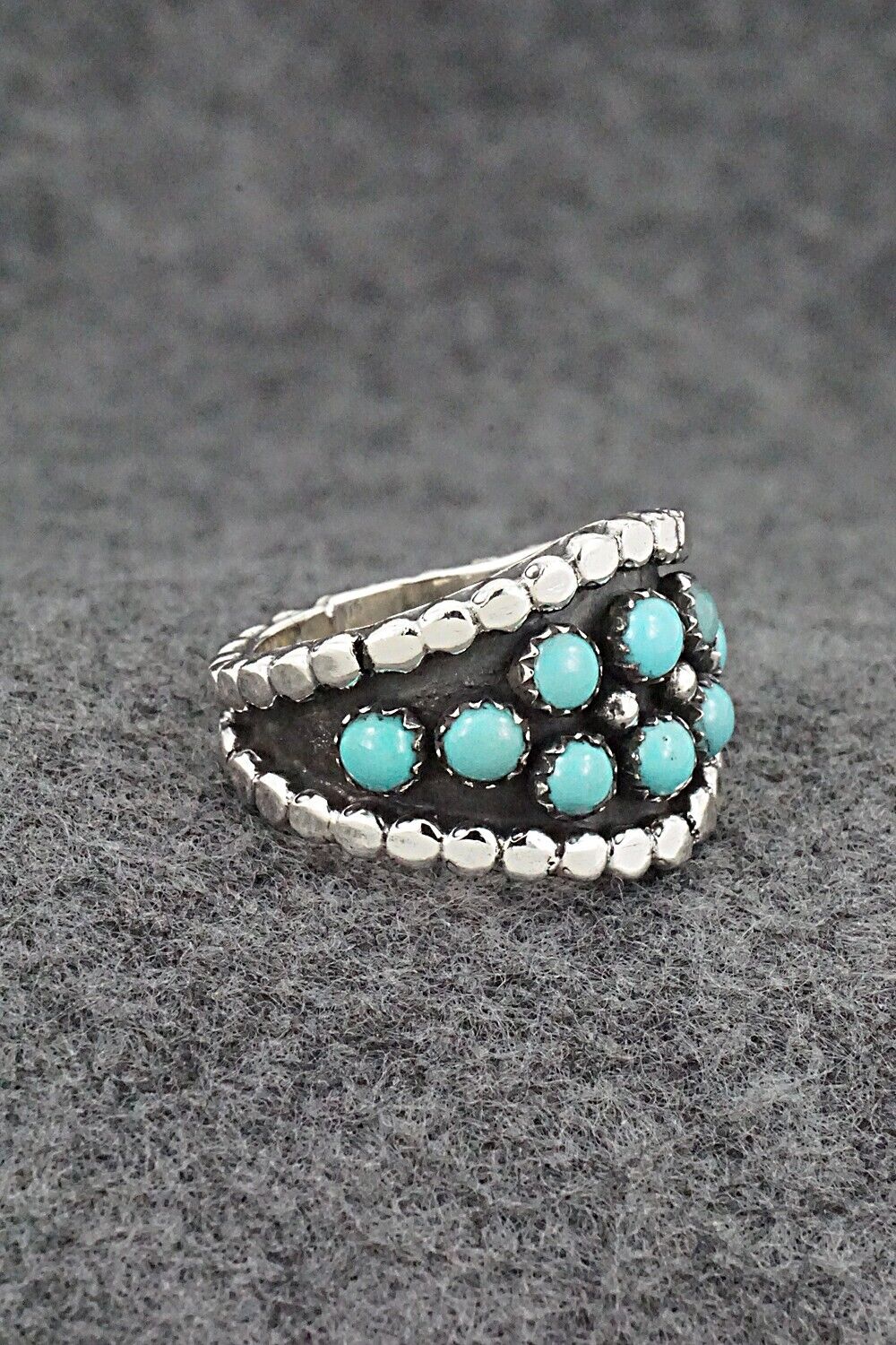 Turquoise & Sterling Silver Ring - Kenny Lonjose - Size 9