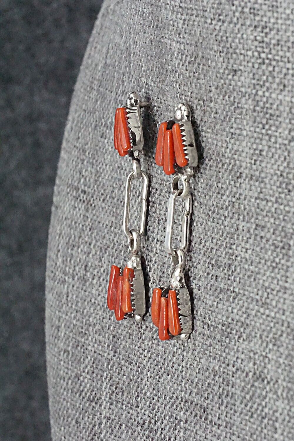 Coral & Sterling Silver Earrings - Carlene Hattie