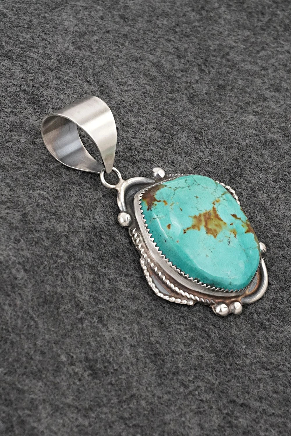 Turquoise & Sterling Silver Pendant - Leslie Nez