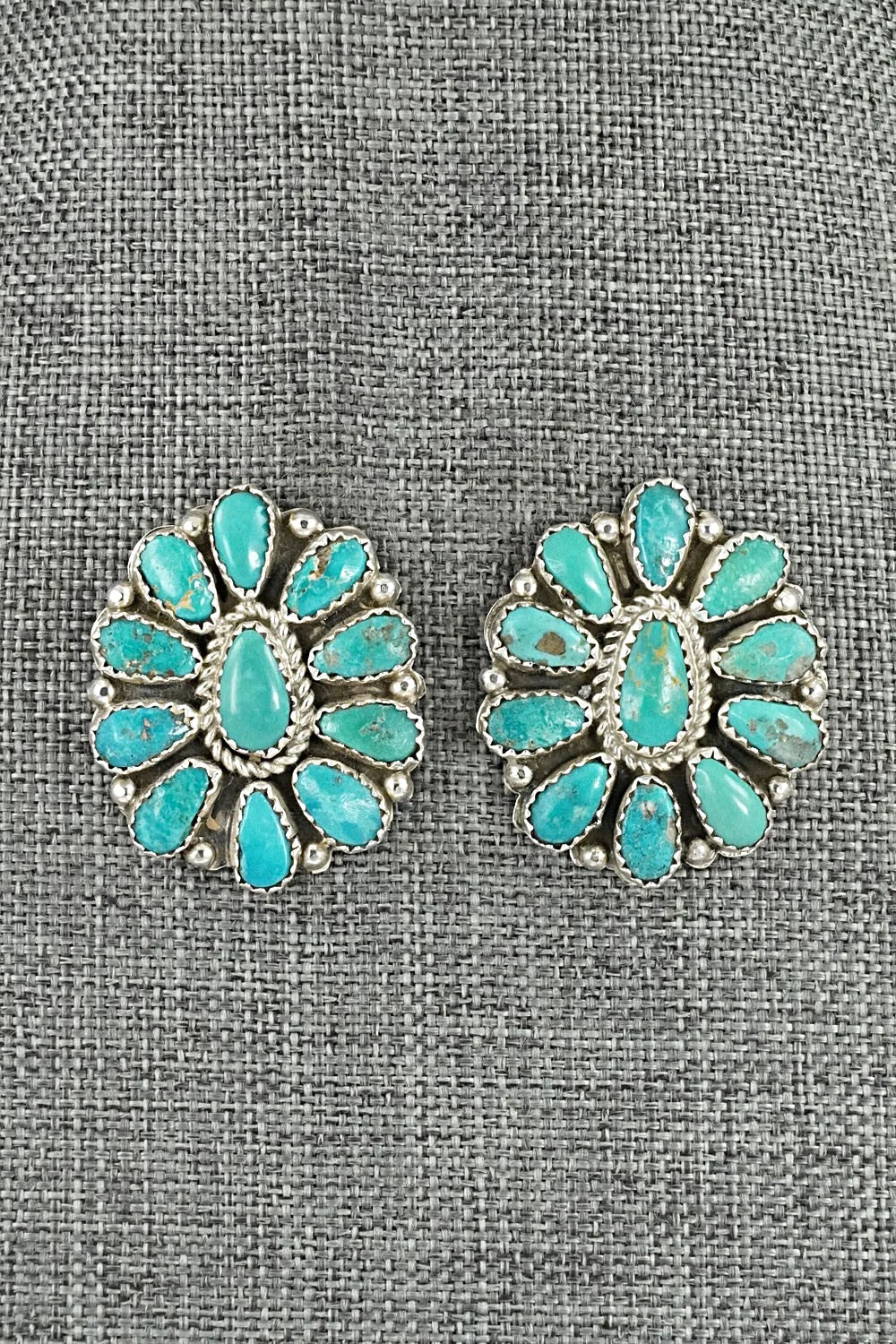 Turquoise & Sterling Silver Necklace and Earrings Set - Eunice Wilson