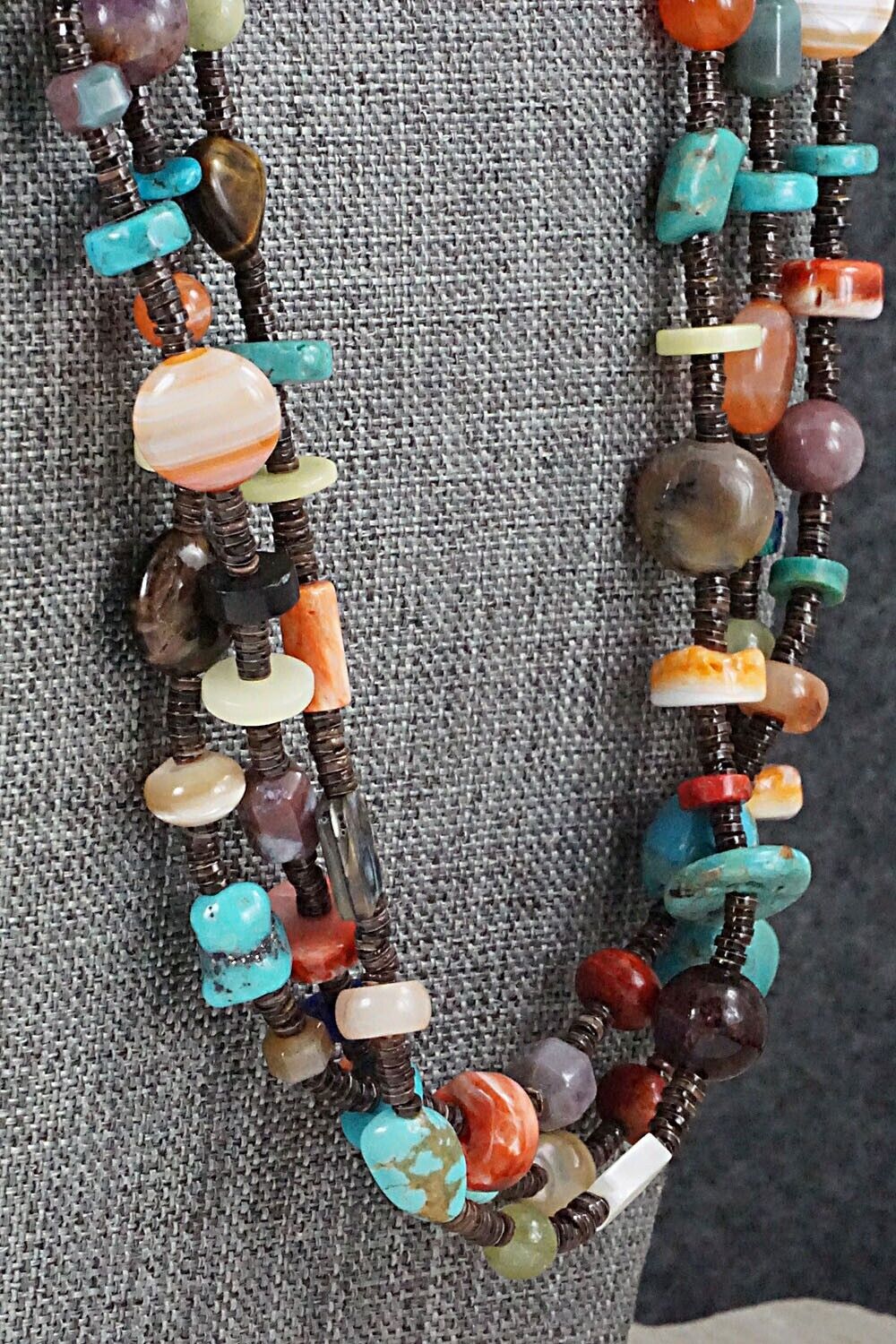 Multi-Stone and Sterling Silver Necklace - Helen Tsosie