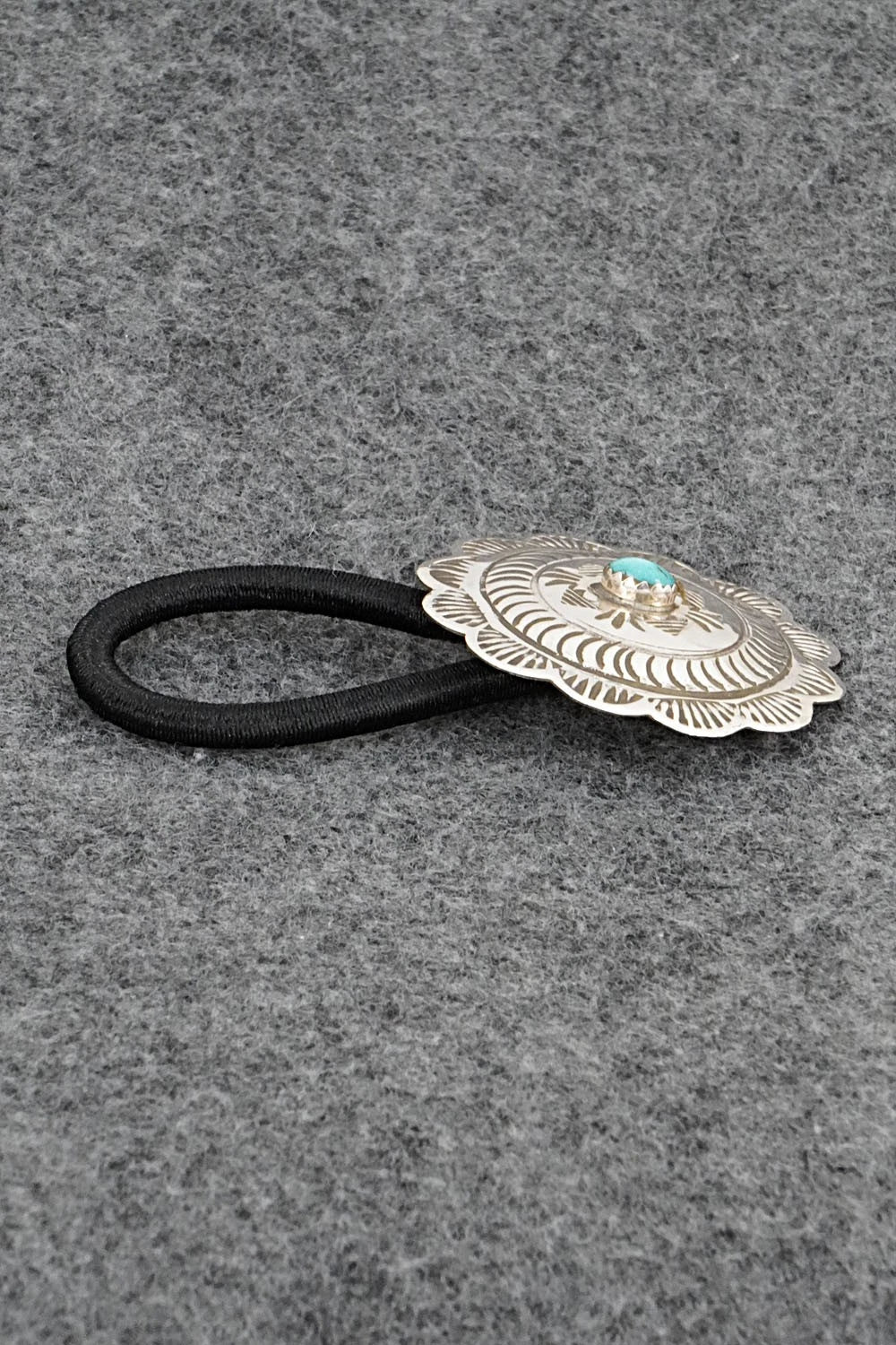Turquoise & Sterling Silver Hair Tie - Bertha Begay