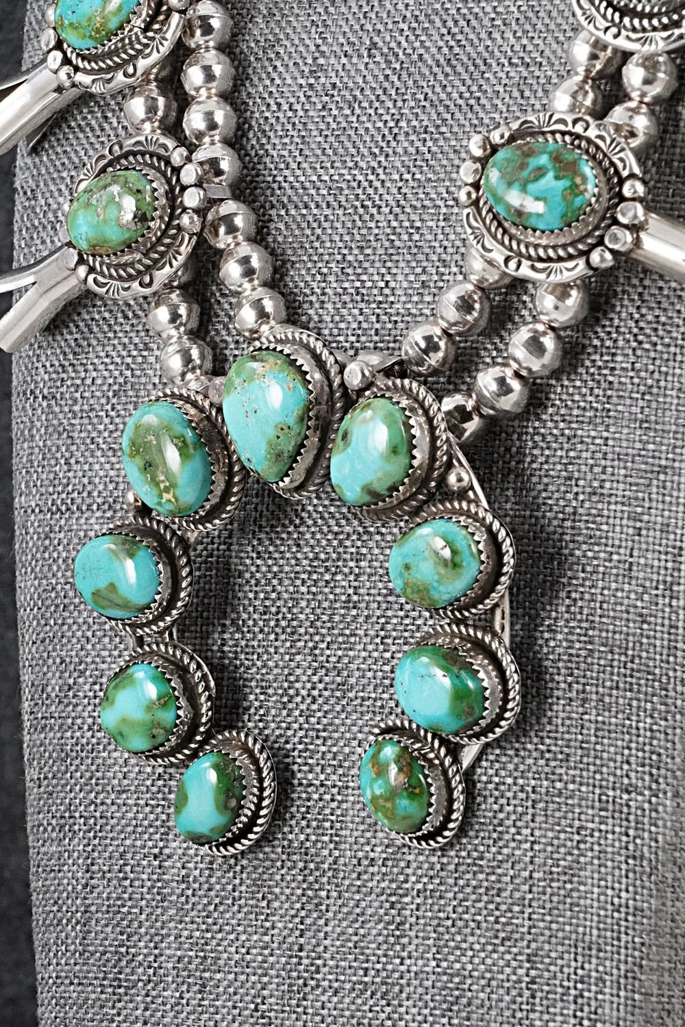 Turquoise & Sterling Silver Squash Blossom Set - Phil Nez