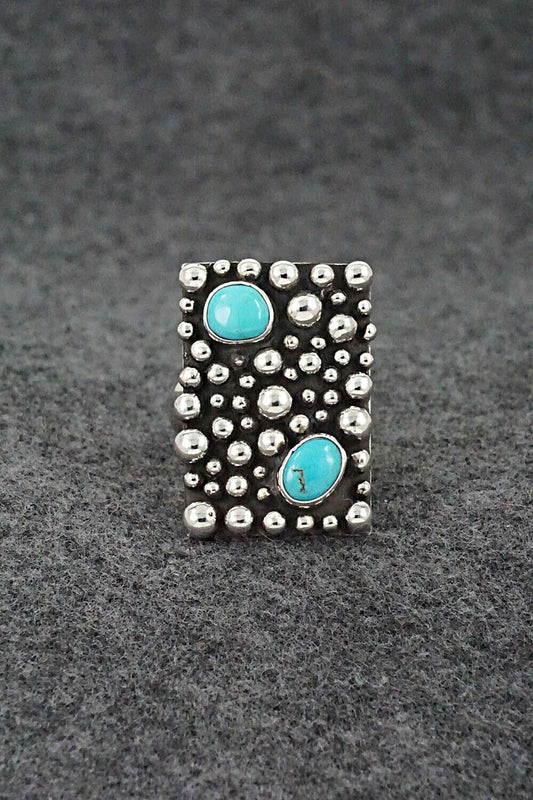 Turquoise and Sterling Silver Ring - Raymond Coriz - Size 9.5 Adj.