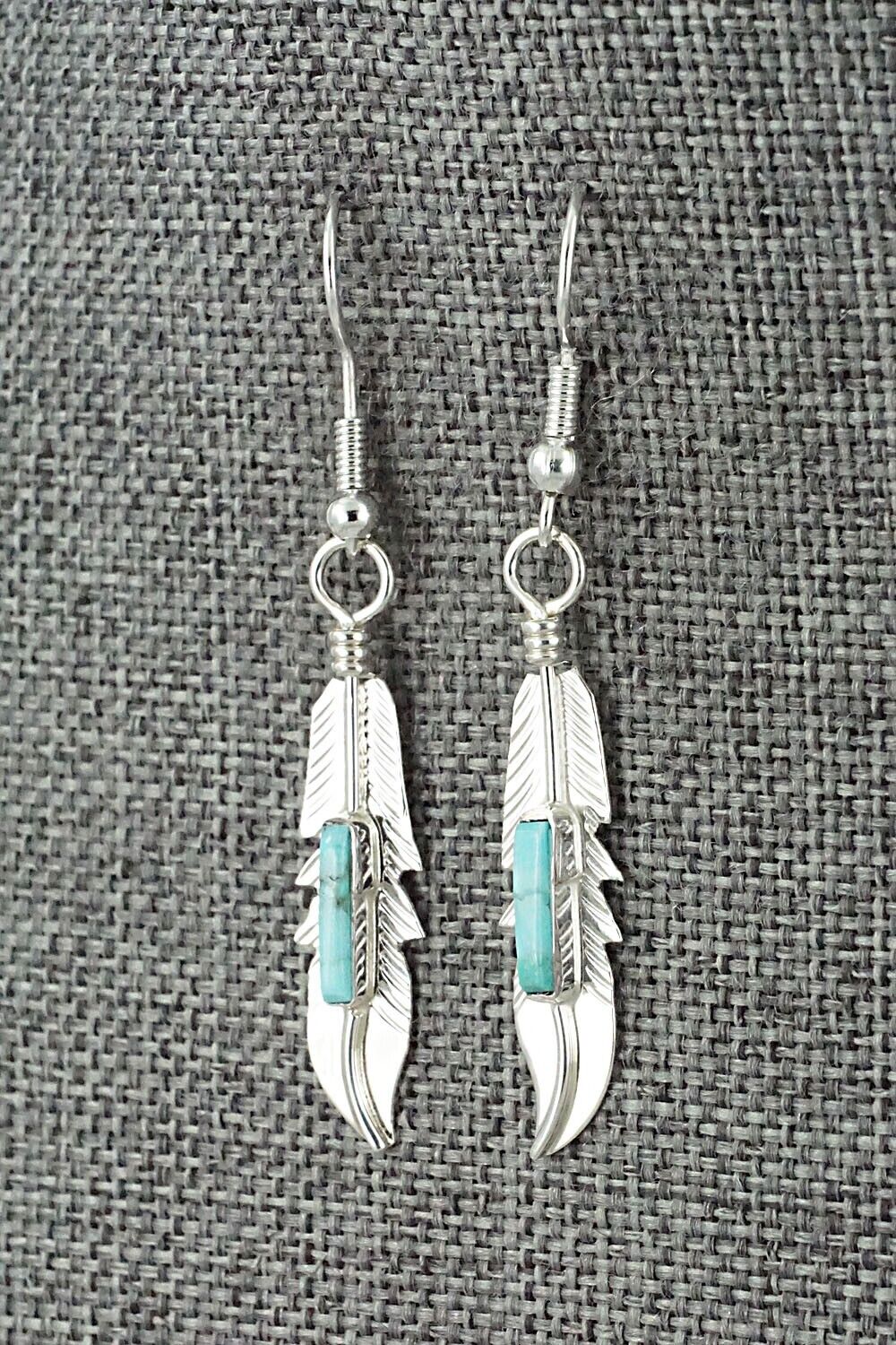 Turquoise & Sterling Silver Inlay Earrings - Allen Barney