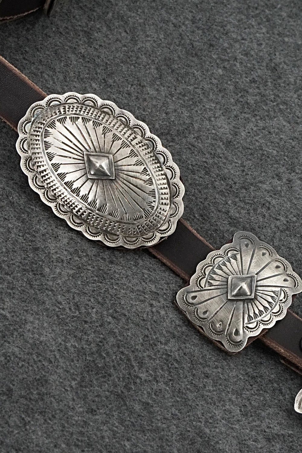 Sterling Silver & Leather Concho Belt - Dan Morgan