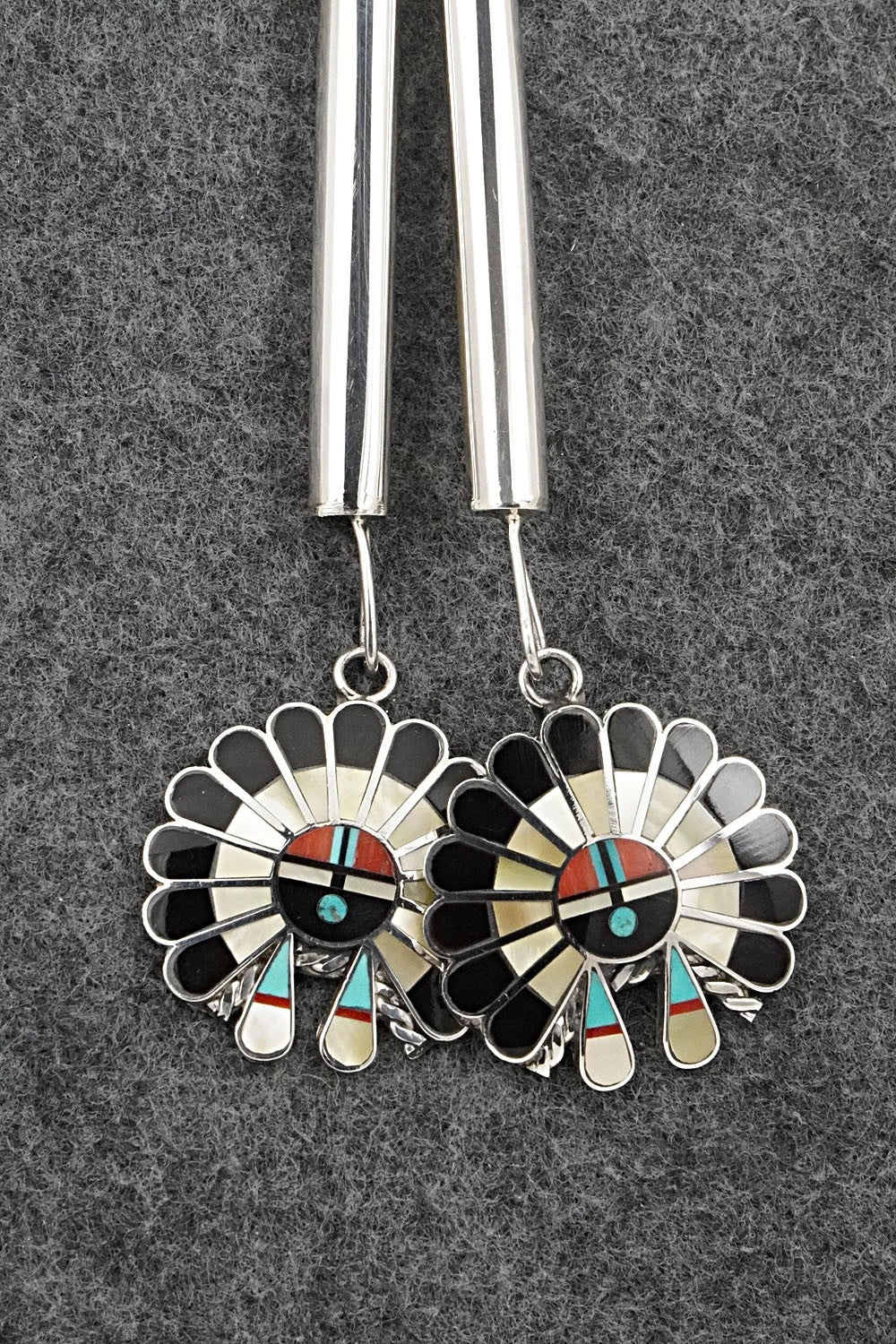 Multi-Stone & Sterling Silver Inlay Bolo Tie - April Unkestine