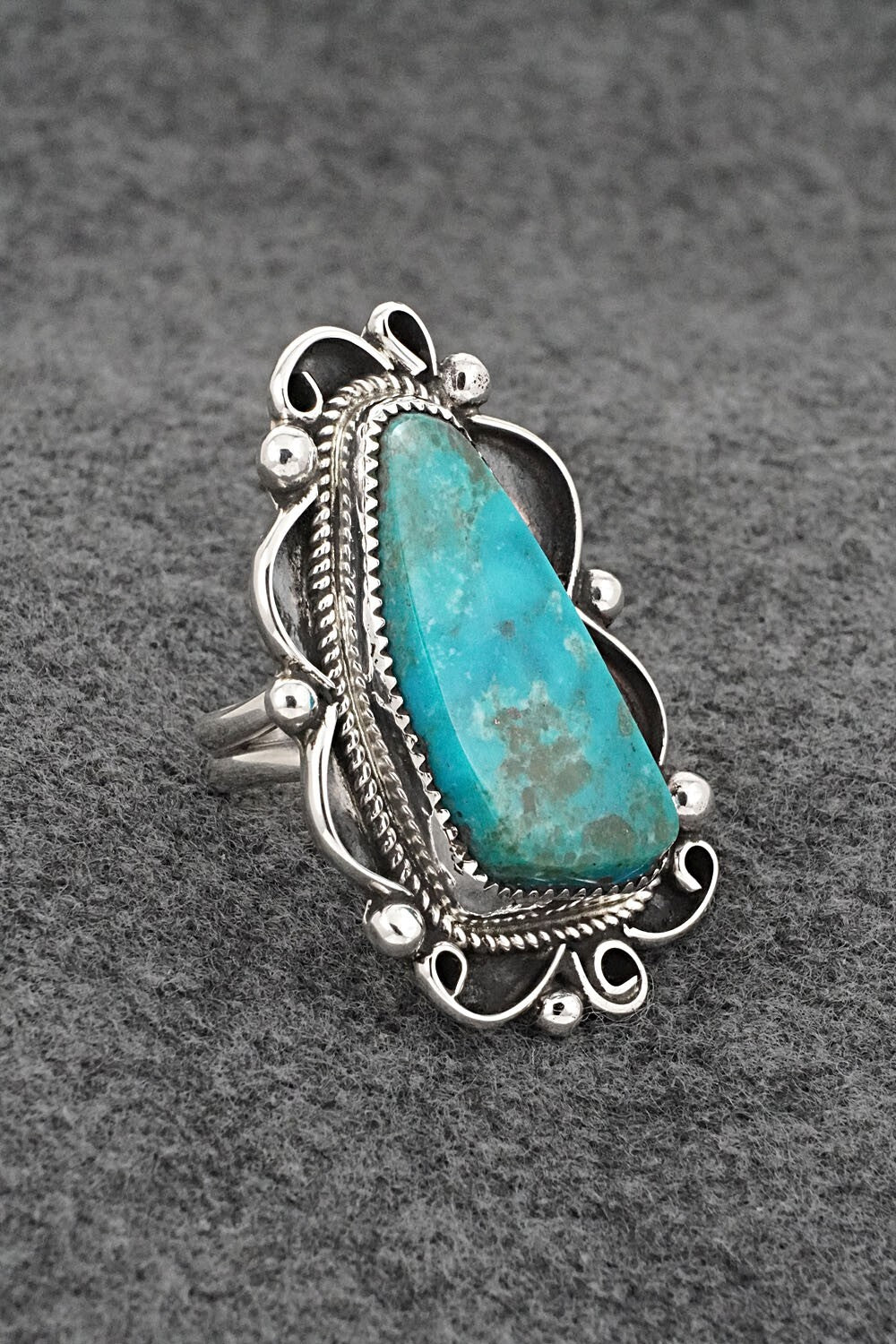 Turquoise & Sterling Silver Ring - Leslie Nez - Size 8.5