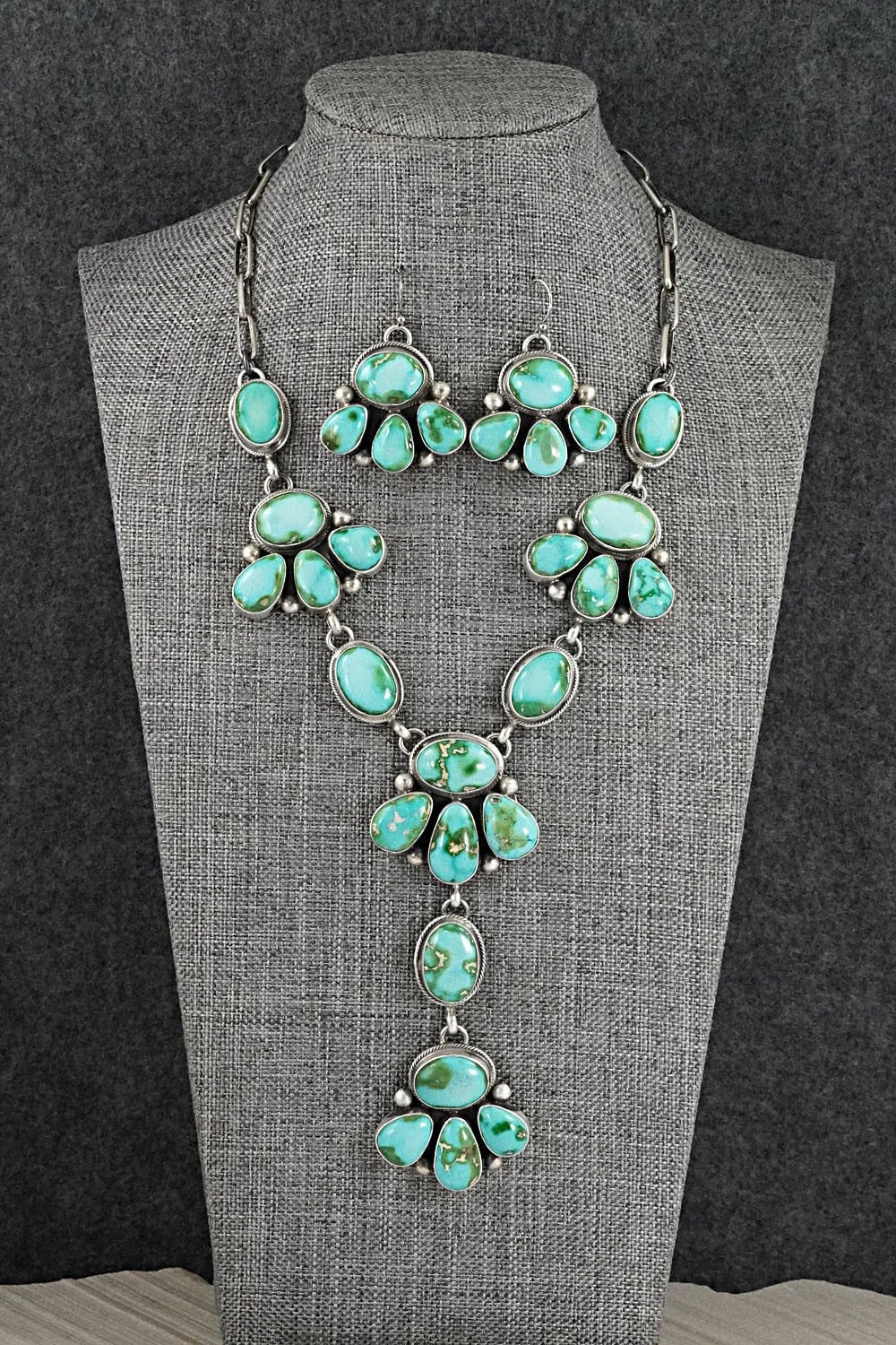 Turquoise & Sterling Silver Necklace and Earrings Set - Kathleen Livingston