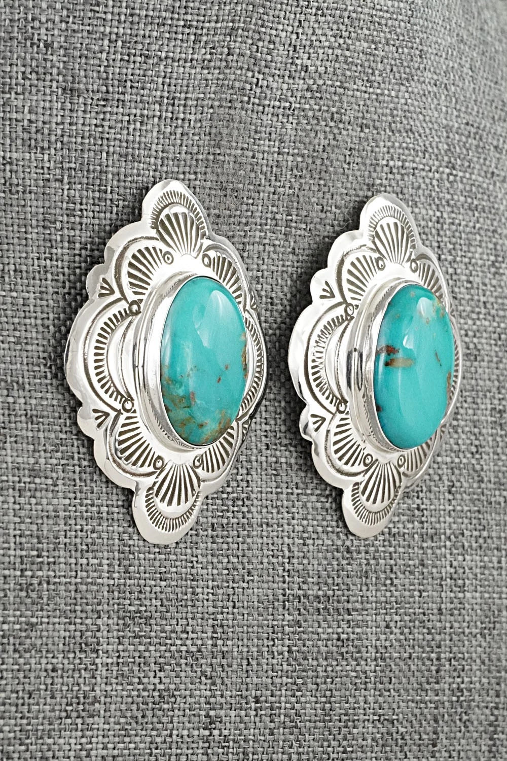 Turquoise & Sterling Silver Earrings - Arnold Blackgoat