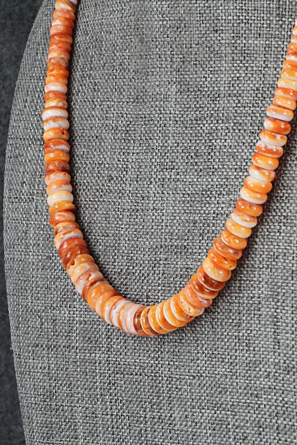 Spiny Oyster & Sterling Silver Necklace 17" - Doreen Jake