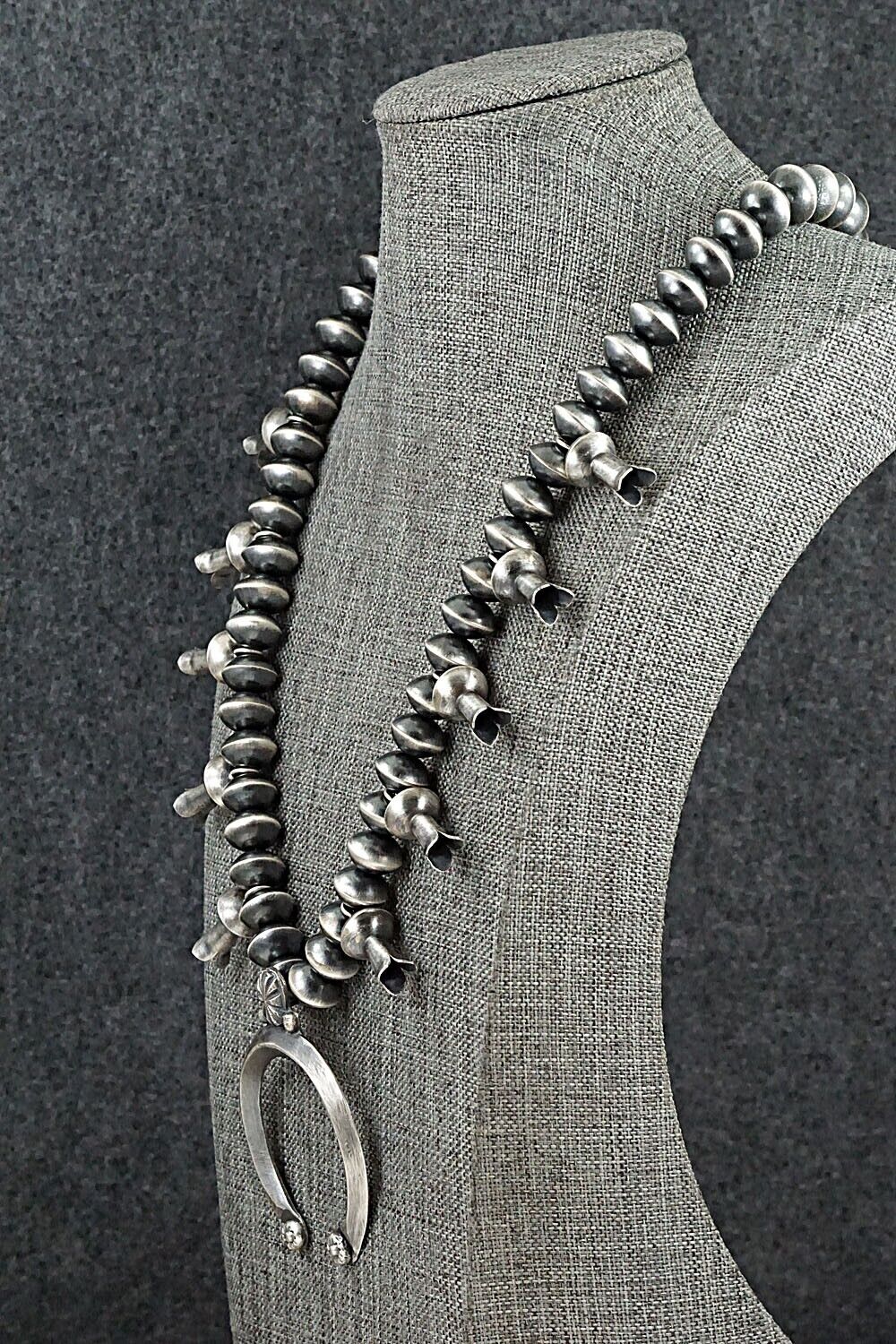 Sterling Silver Navajo Pearl Squash Blossom Necklace - Presley Haley