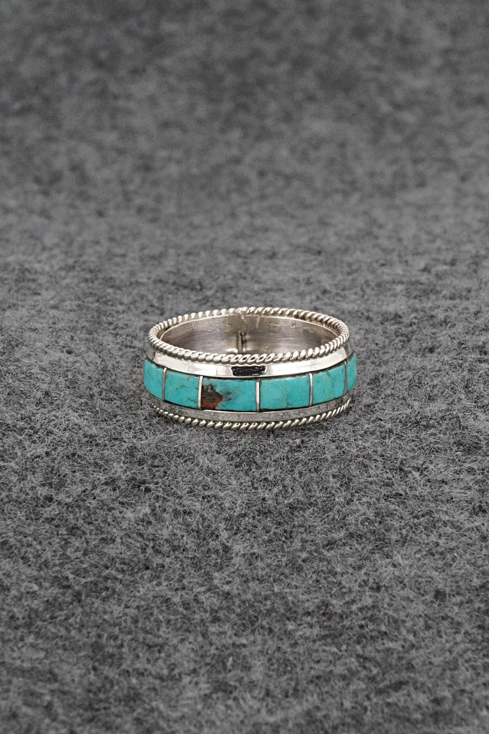 Turquoise & Sterling Silver Ring - Bruce Johnson - Size 9