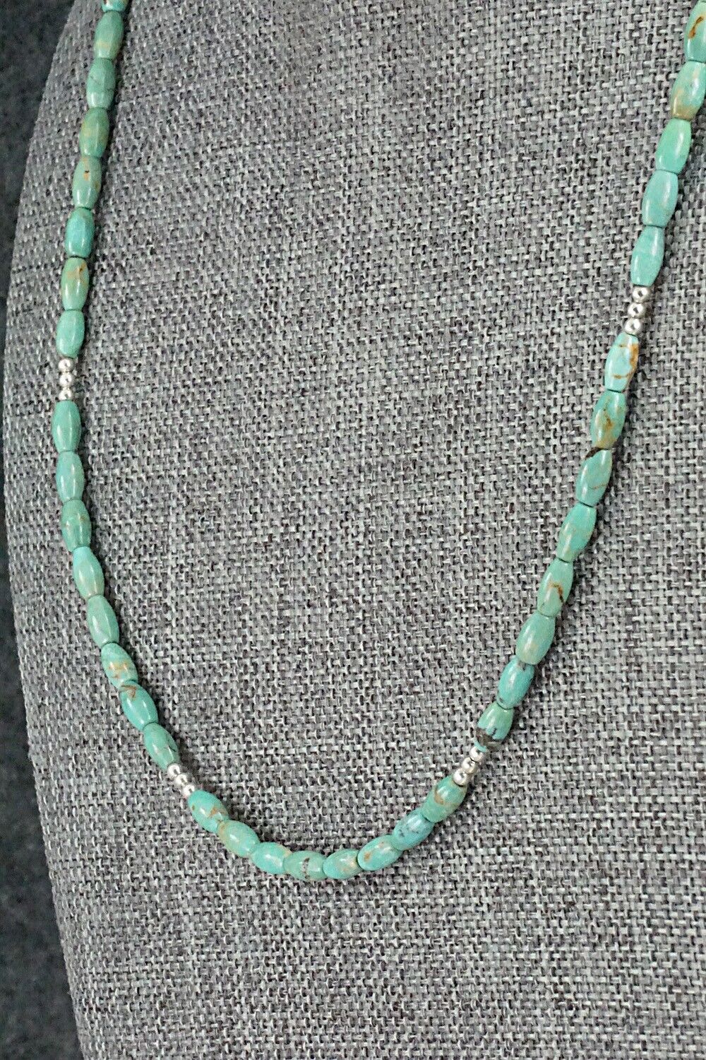 Turquoise & Sterling Silver Necklace 20" - Doreen Jake