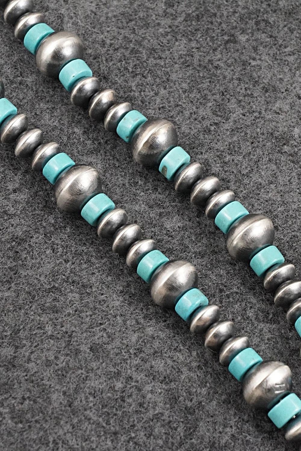 Turquoise & Sterling Silver Navajo Pearl Necklace 18" - Crystal Haley