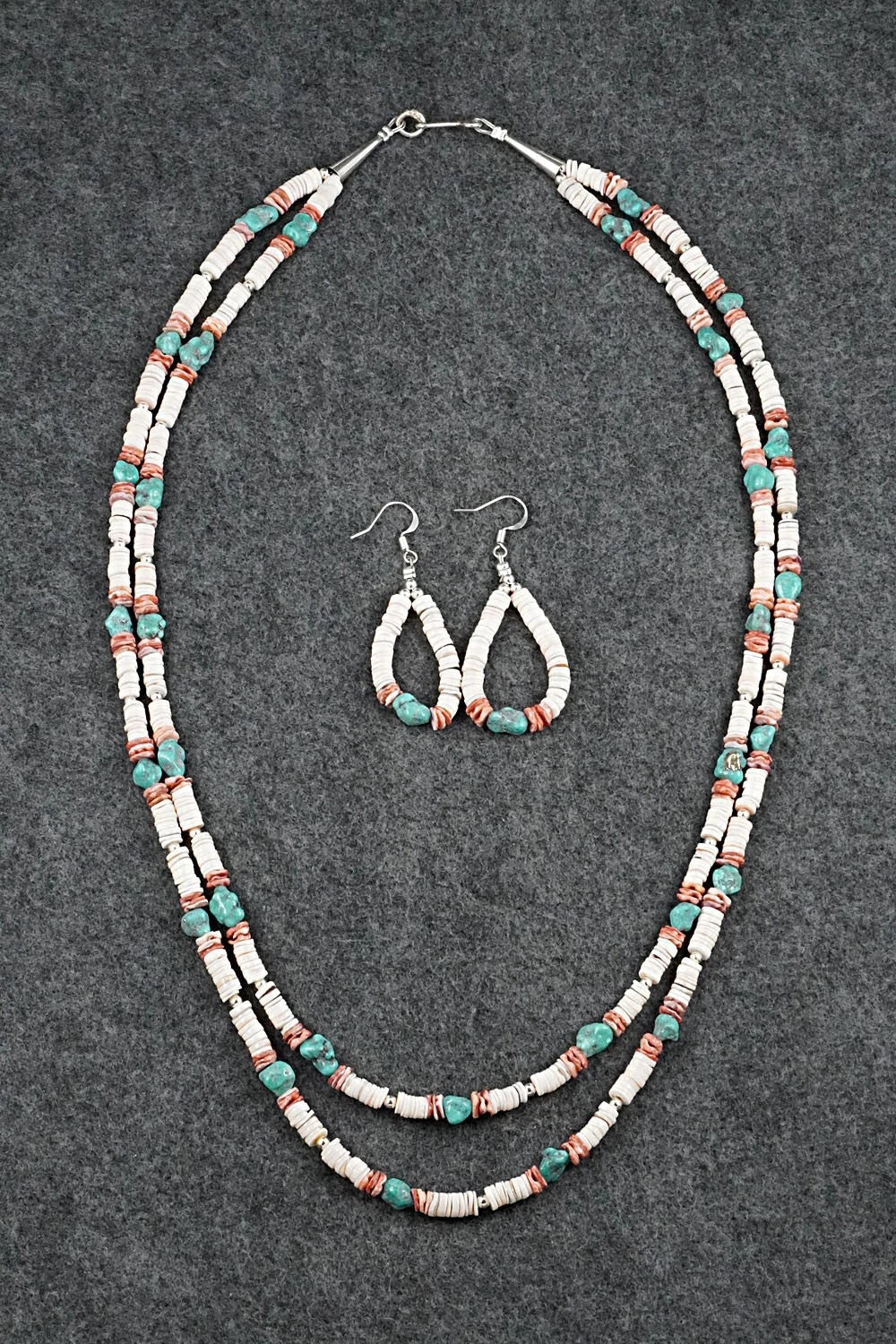 Spiny Oyster, Turquoise & Sterling Silver Necklace Set - Erika Brown
