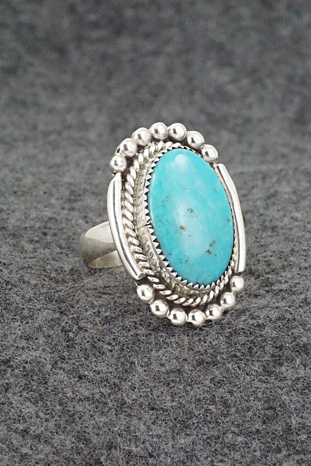 Turquoise & Sterling Silver Ring - Kenny Calavaza - Size 7