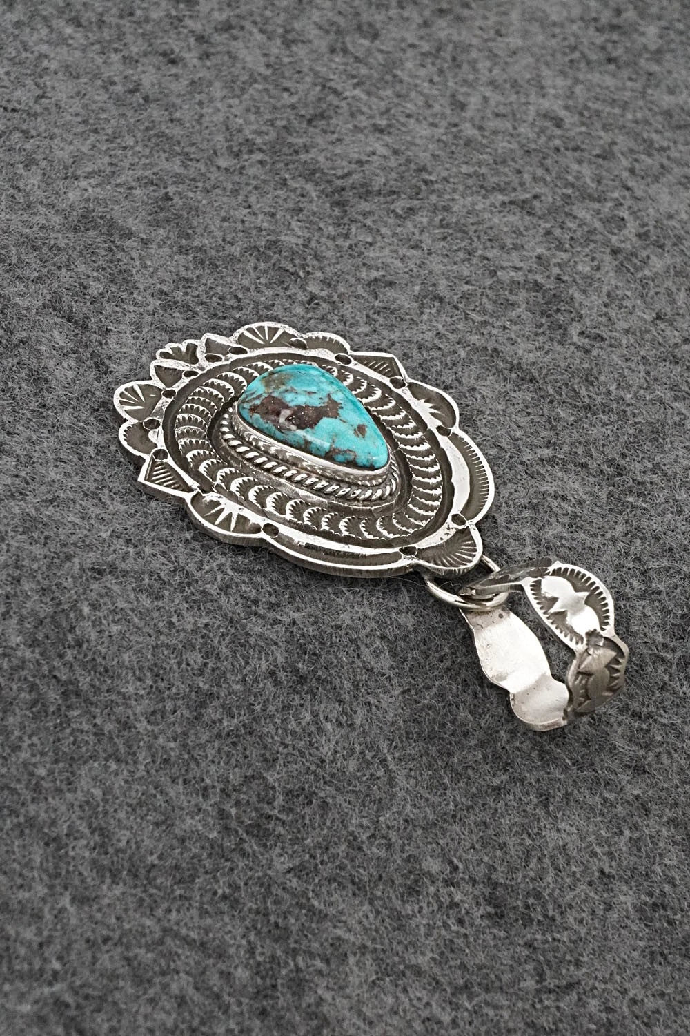 Turquoise & Sterling Silver Pendant - Leonard Maloney