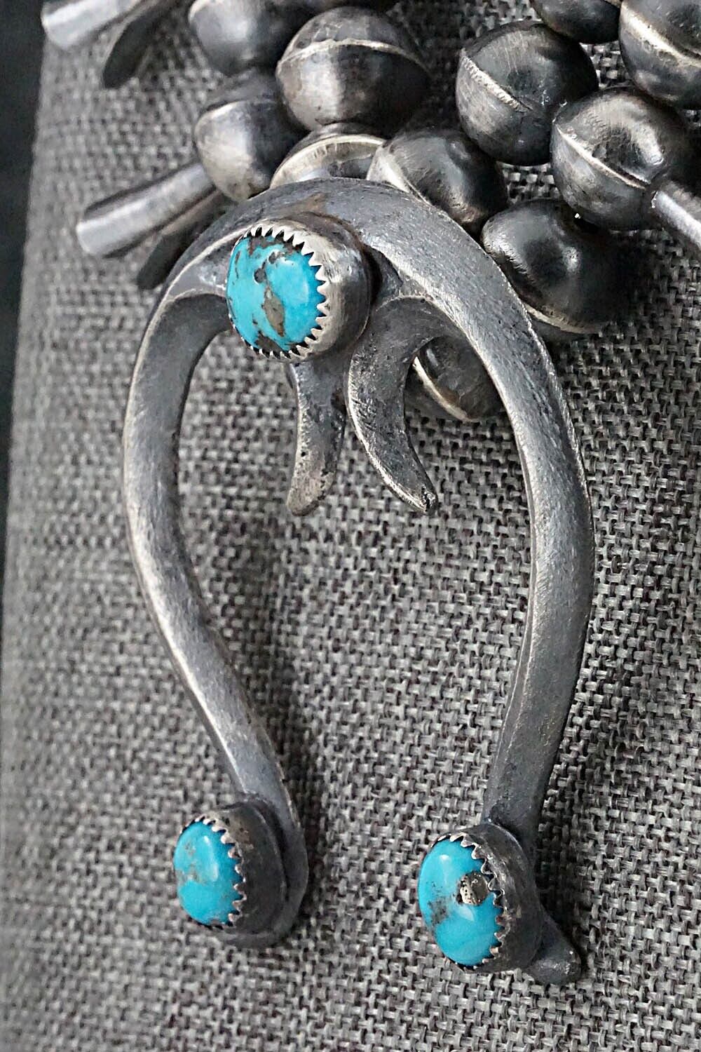 Turquoise & Sterling Silver Squash Blossom Set - Gilbert Martin