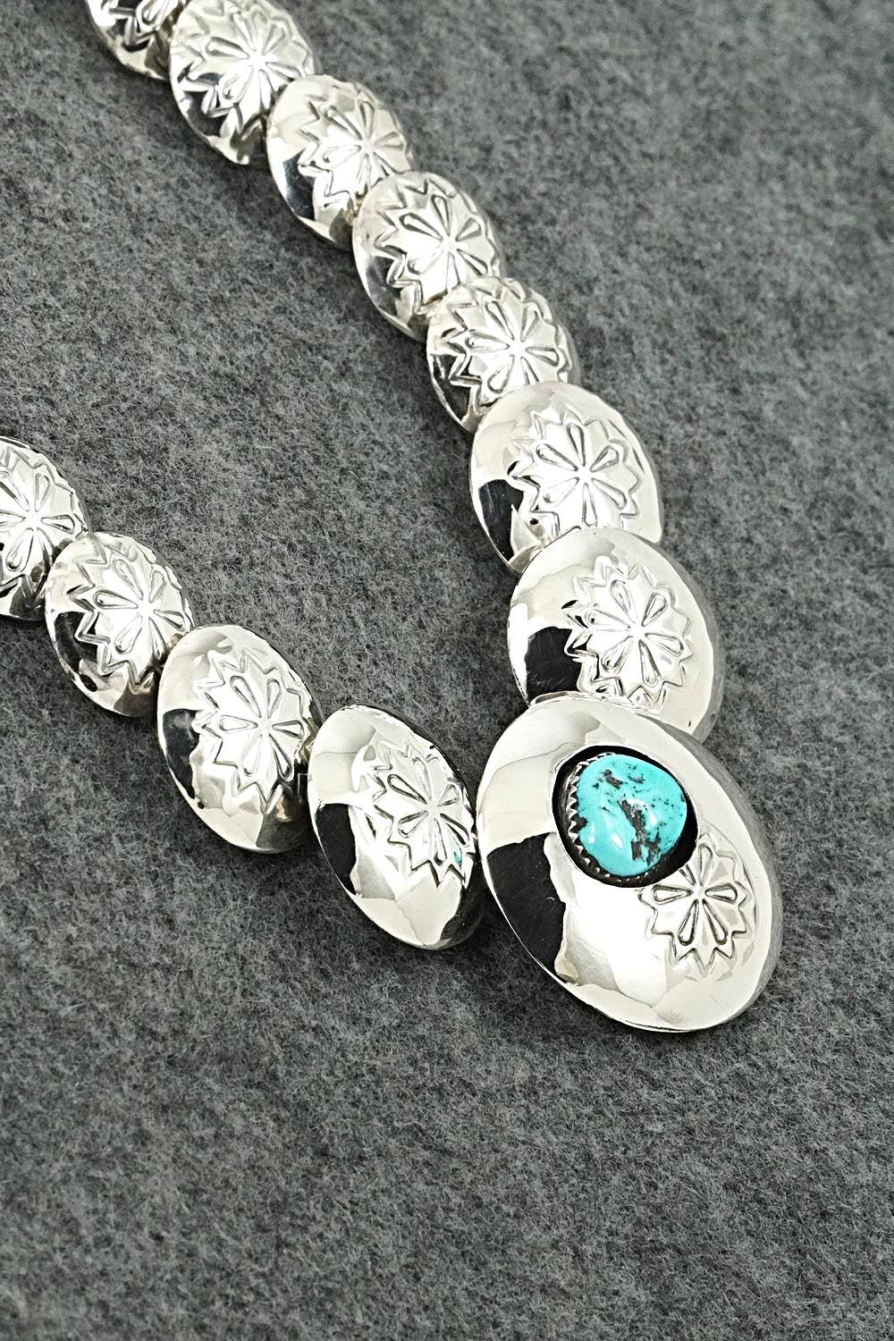 Turquoise Sterling Silver Necklace and Earrings Set - Tim Thompson