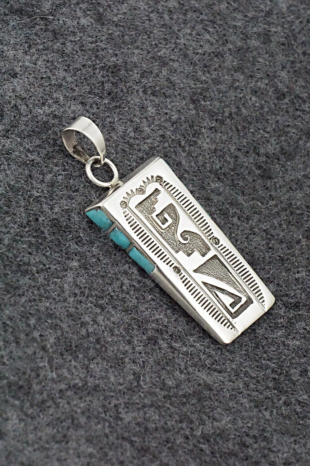 Turquoise & Sterling Silver Pendant - Leonard Jim