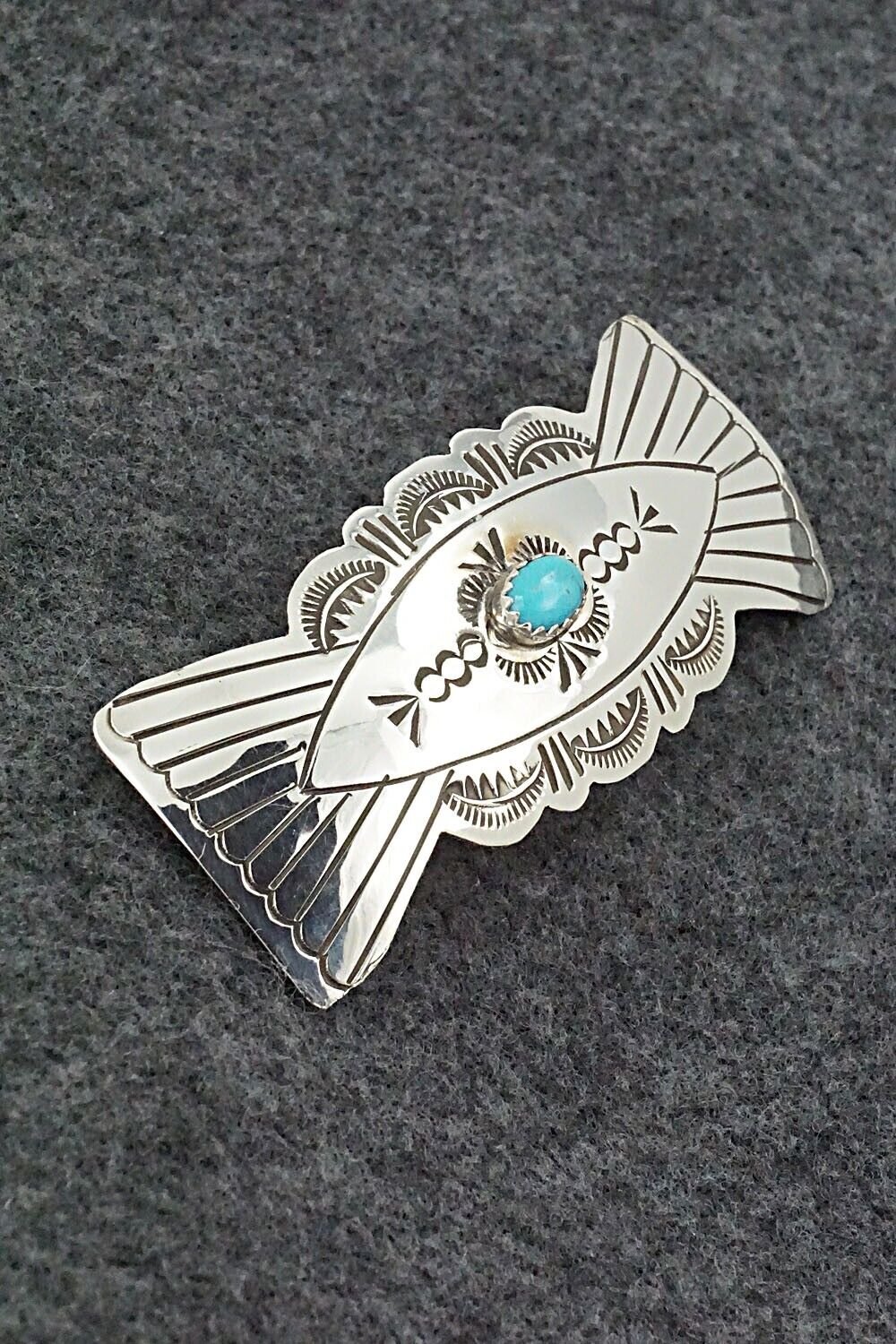 Turquoise & Sterling Silver Hair Barrette - Arlene Soce