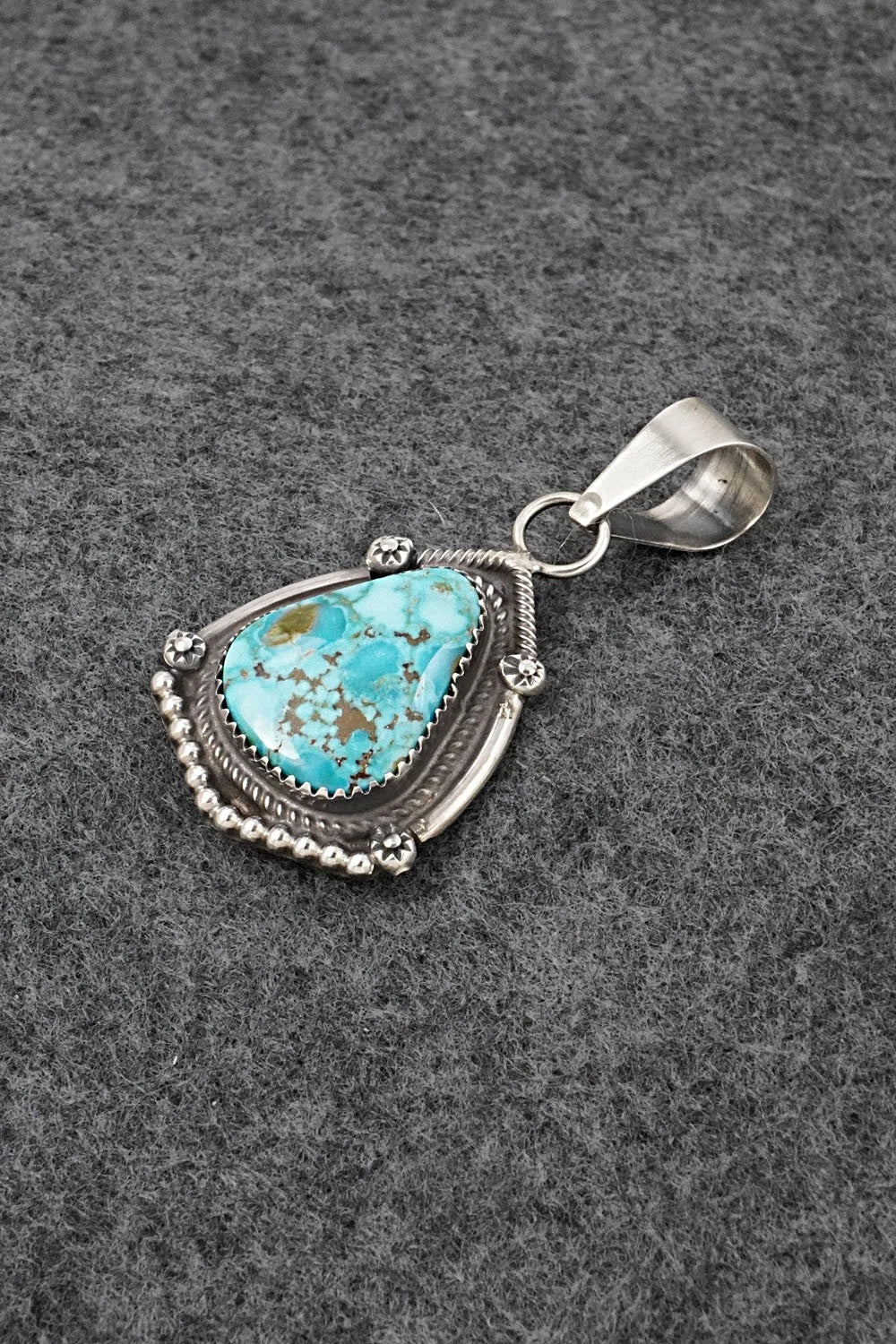 Turquoise & Sterling Silver Pendant - Leslie Nez