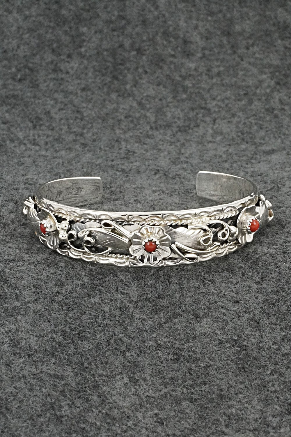 Coral & Sterling Silver Bracelet - Bessie Joe