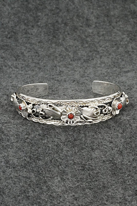 Coral & Sterling Silver Bracelet - Bessie Joe
