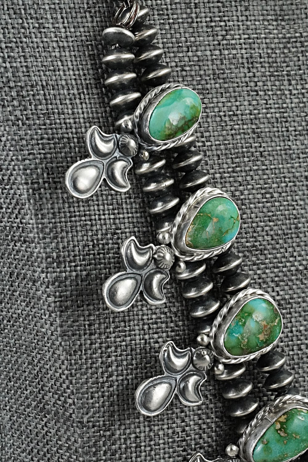 Turquoise & Sterling Silver Mini Squash Blossom Set - Adrienne Gordon