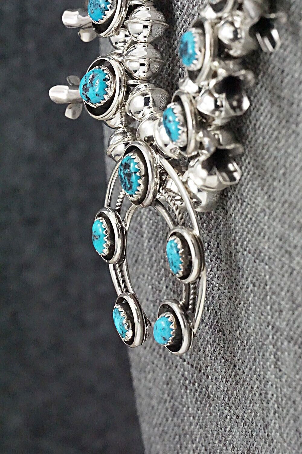 Turquoise & Sterling Silver Mini Squash Blossom Set - Phil Garcia