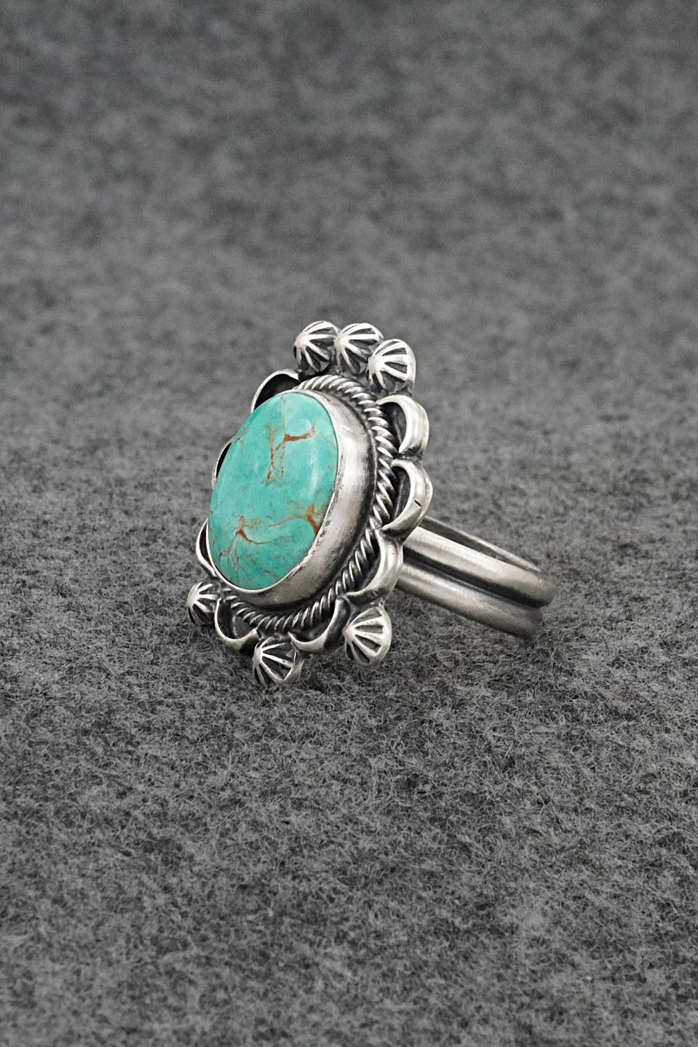 Turquoise & Sterling Silver Ring - Bobby Johnson - Size Adjustable