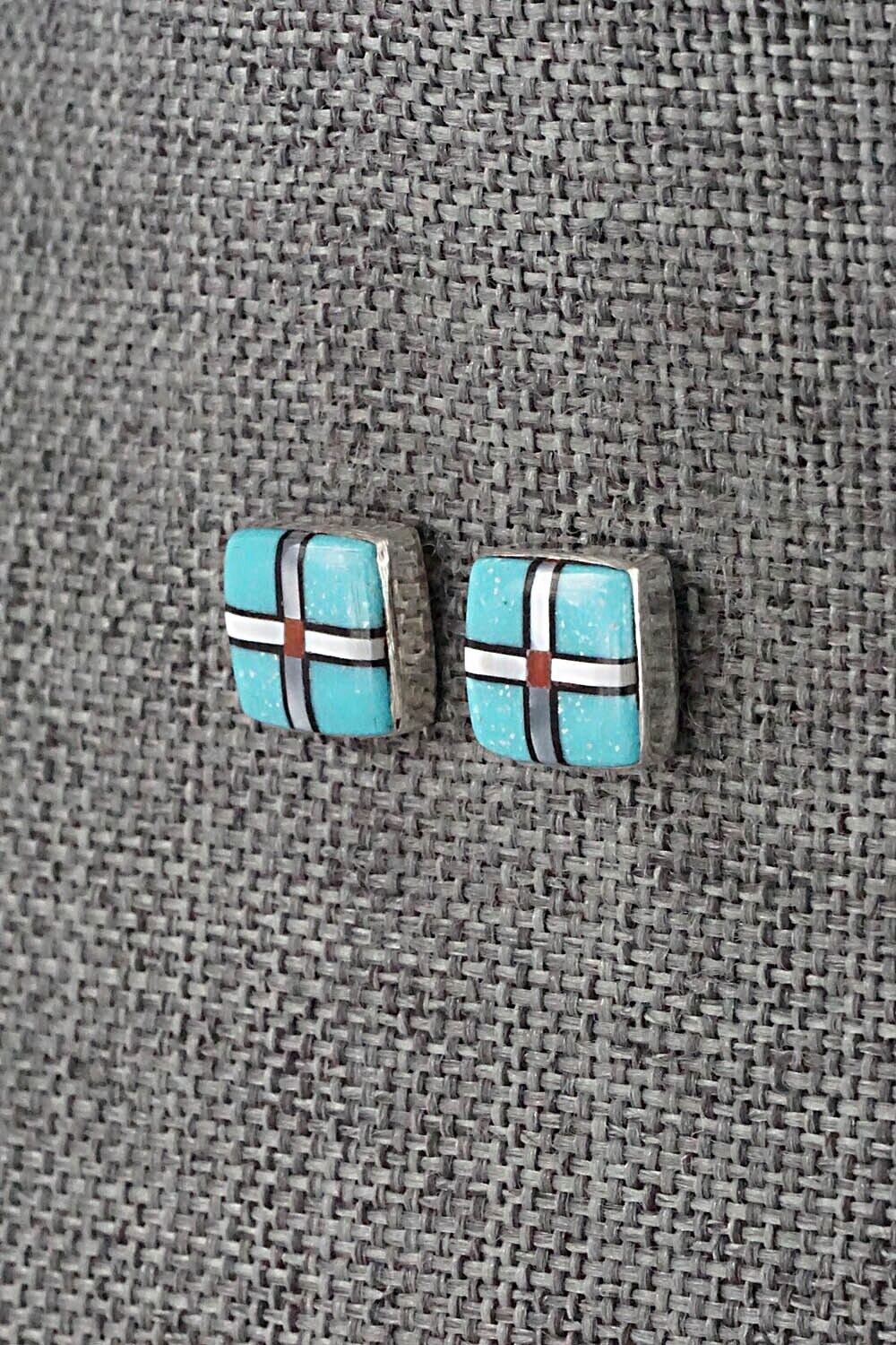 Multi-Stone & Sterling Silver Inlay Earrings - Curley Luarkie