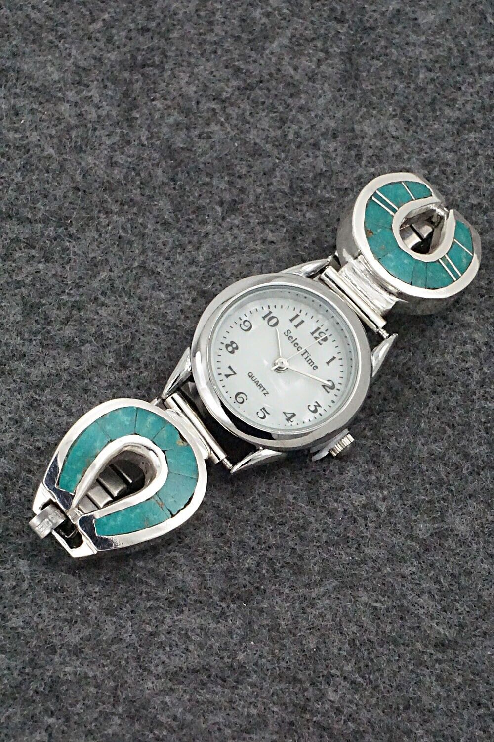 Turquoise & Sterling Silver Watch Bracelet - James Manygoats