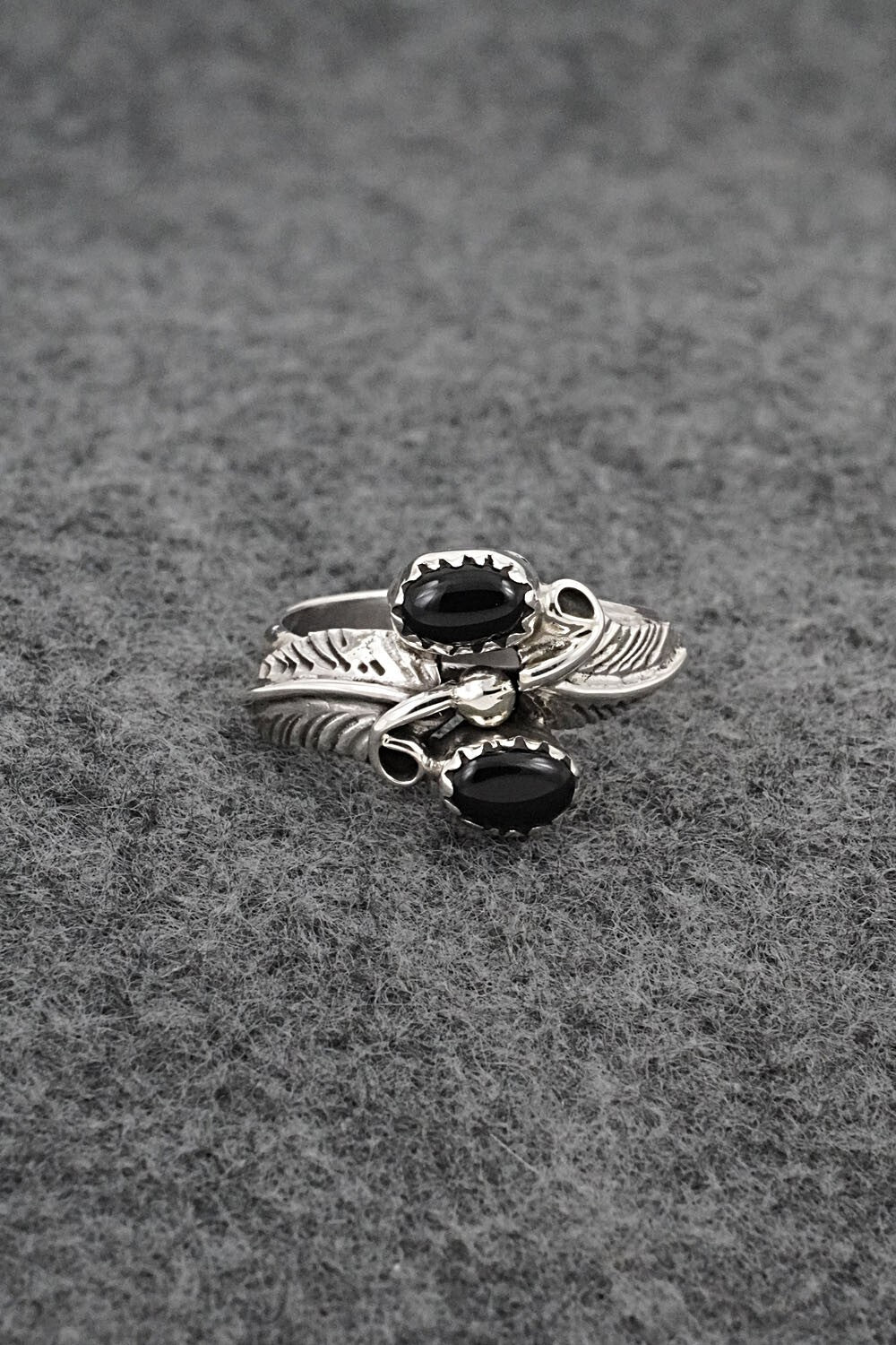 Onyx & Sterling Silver Ring - Harry B. Yazzie - Size 6.5
