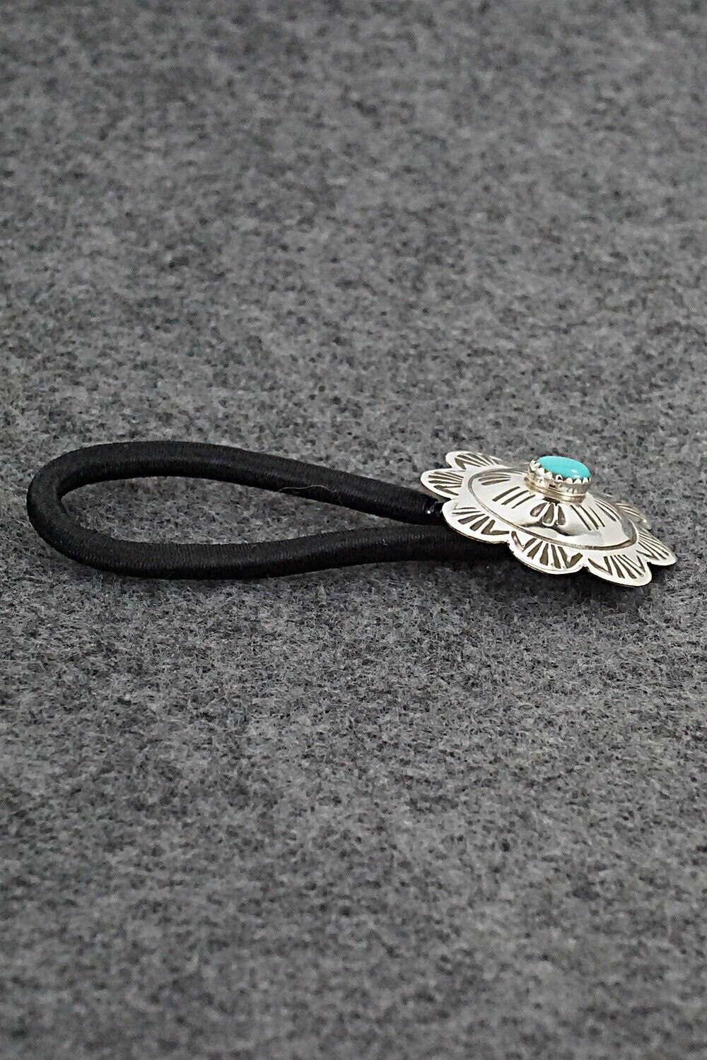 Turquoise & Sterling Silver Hair Tie - Bertha Begay