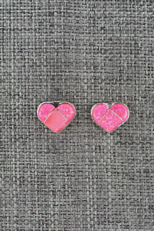 Opalite & Sterling Silver Inlay Earrings - Linda Chavez