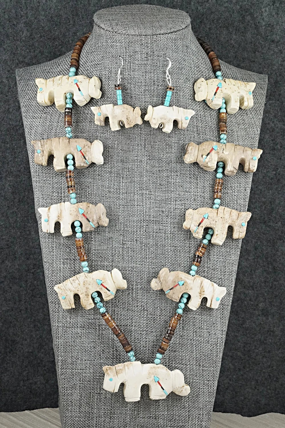 Multi-Stone Horse Fetish & Sterling Silver Necklace Set - Dannette Laate