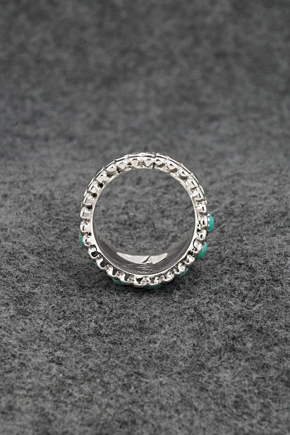 Turquoise & Sterling Silver Ring - Kenny Lonjose - Size 9